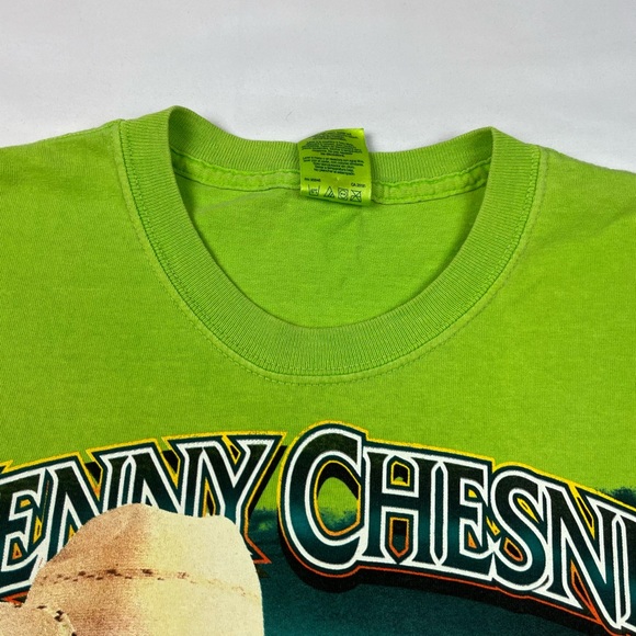 Vtg Kenny Chesney Tour T-Shirt Sz Medium Y2K Double Sided Bright Neon Green A9 - Picture 7 of 9